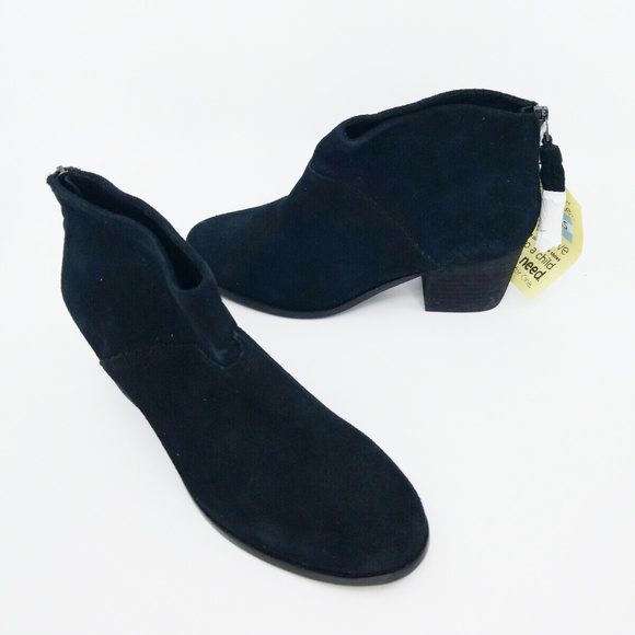 Toms Shoes - Toms Womens Leila Bootie Black Suede Size 8 Zip Up